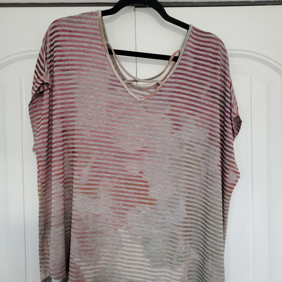 Lane Bryant Striped Dolman Sleeve Criss Cross V-neck Tee 22/24 NWOT - Picture 2 of 8